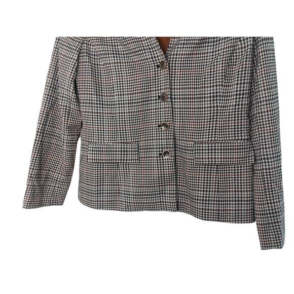 NWT Tahari Arthur S. Levine Blazer Sz 4 Plaid Retro Elbow Patch Jacket MSRP $139 - Picture 3 of 14